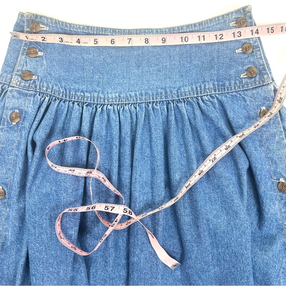 Vintage 90’s Candie’s Prairie Western Button Down Denim Maxi Midi Skirt - Picture 14 of 16